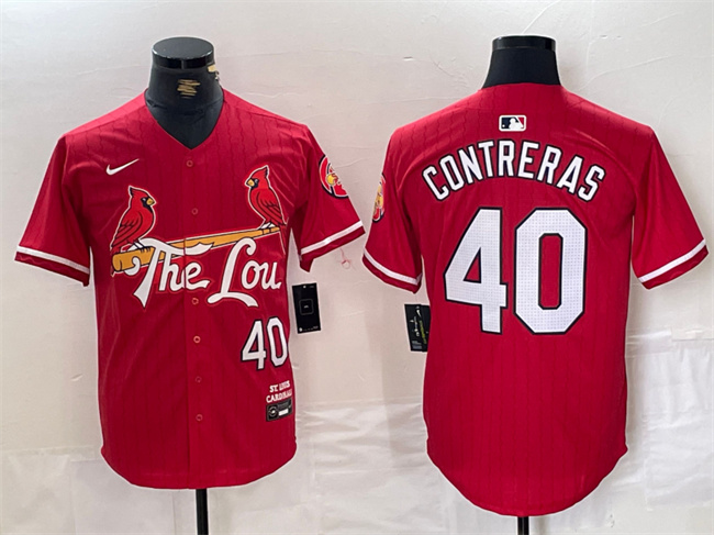 Men's St. Louis Cardinals #40 Willson Contreras Red 2024 City Connect Stitched Baseball Jersey